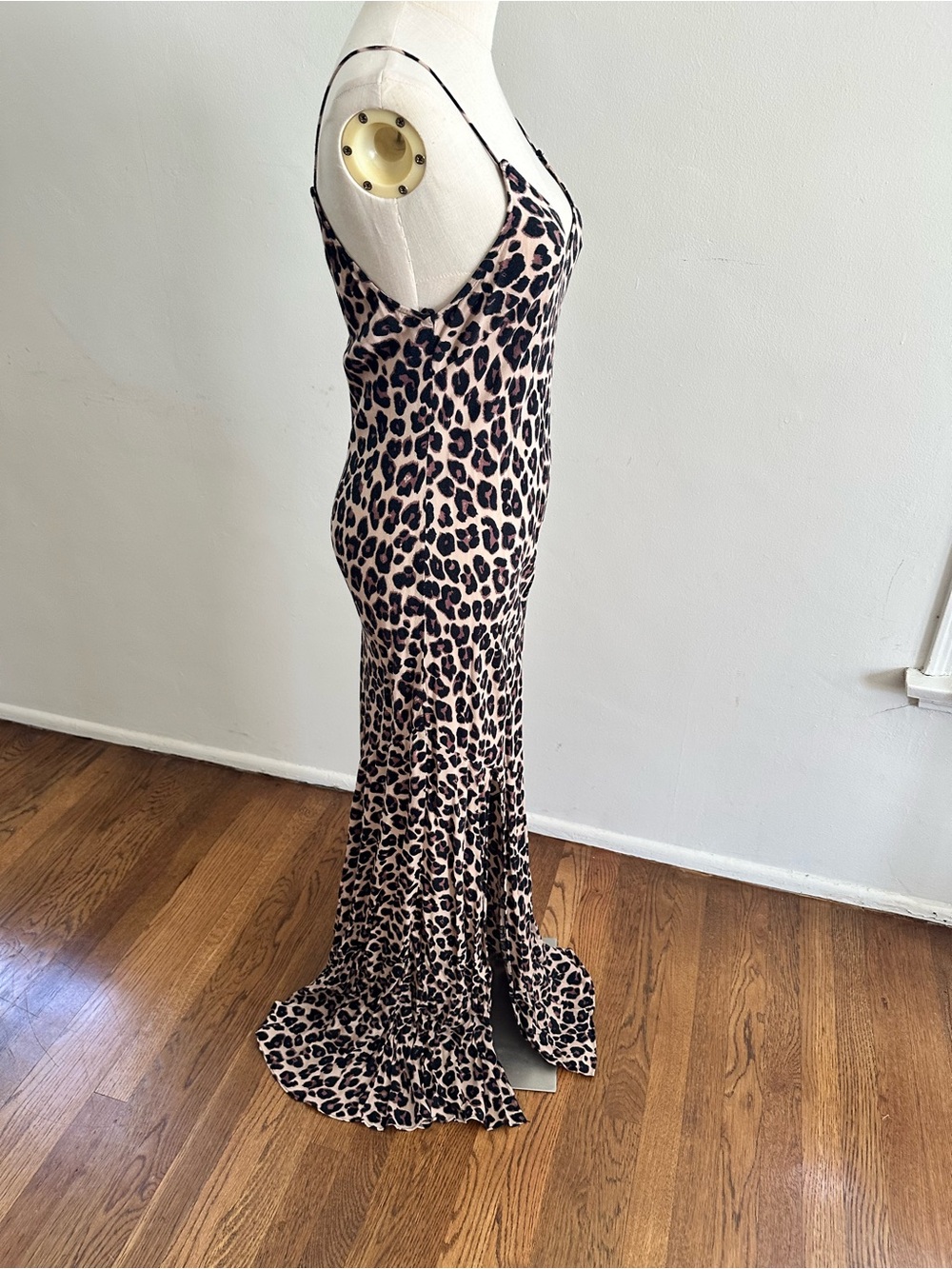 Mustard Seed Leopard Print Maxi Dress Open Back Bodycon Slip Dress L - Picture 4 of 7